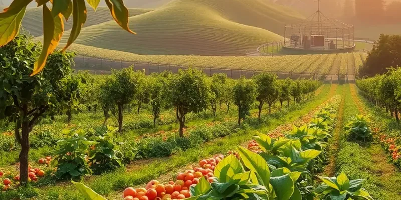 A natural landscape filled with vibrant vegetables and fruits encapsulating healthy meal preparation.