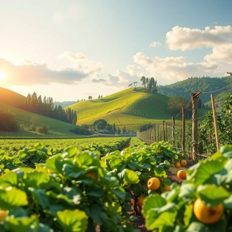 A sunlit field bursting with vibrant organic produce.
