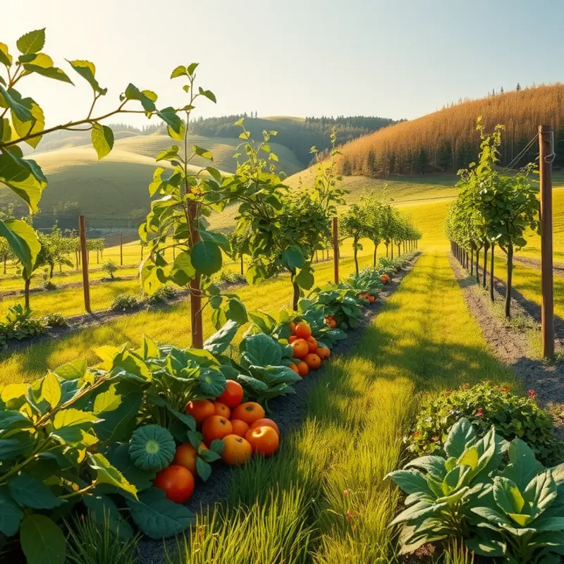 A vibrant sunlit field showcasing organic produce that emphasizes freshness.