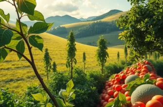 A sunny and lush landscape portraying the natural essence of organic produce for baking.