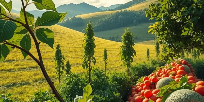 A sunny and lush landscape portraying the natural essence of organic produce for baking.