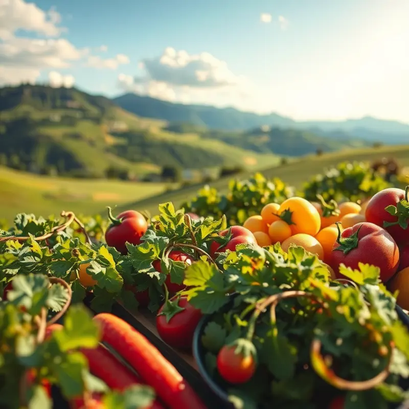 A vibrant field abundant with fresh organic produce.