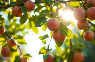 A scenic sunlit landscape brimming with organic fruits and vegetables, emphasizing the bounty of nature.