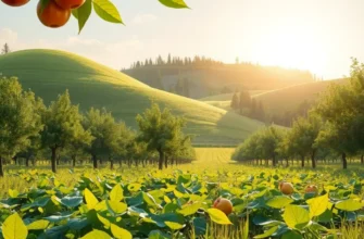A natural landscape filled with organic produce, highlighting vibrant vegetables and lush greenery.