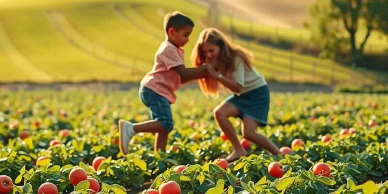 A vibrant landscape filled with organic produce under soft, warm lighting.