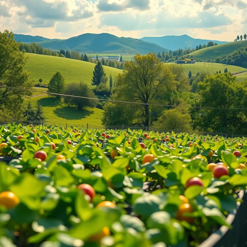 A sunlit field showcasing vibrant organic produce.