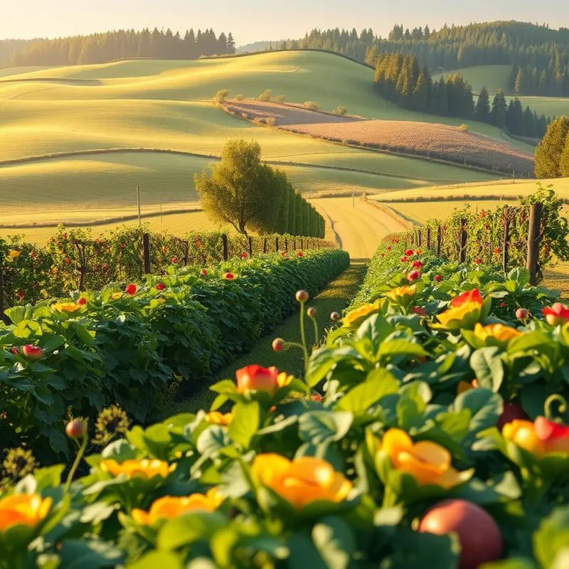 A sunlit field brimming with organic produce.