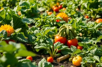 A sunny field filled with colorful vegetables and fruits indicating healthy meal possibilities.