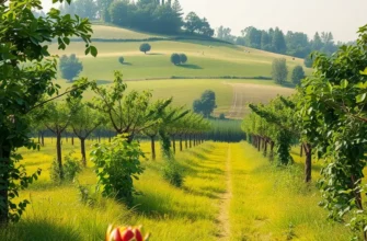 A beautiful landscape filled with organic produce, reflecting freshness and abundance.
