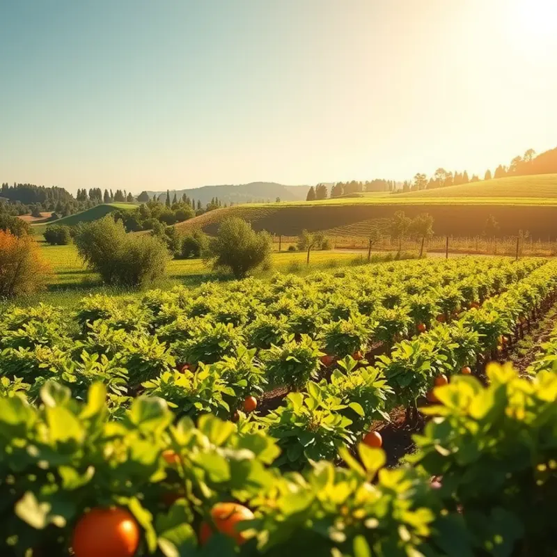 A sunlit field showcasing the beauty of organic produce.