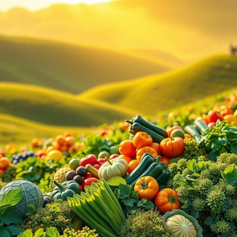 A vibrant sunlit orchard with fresh organic produce.