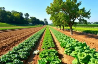 A sunlit field showcasing an abundance of vegetables and fruits highlighting freshness and nutrition.