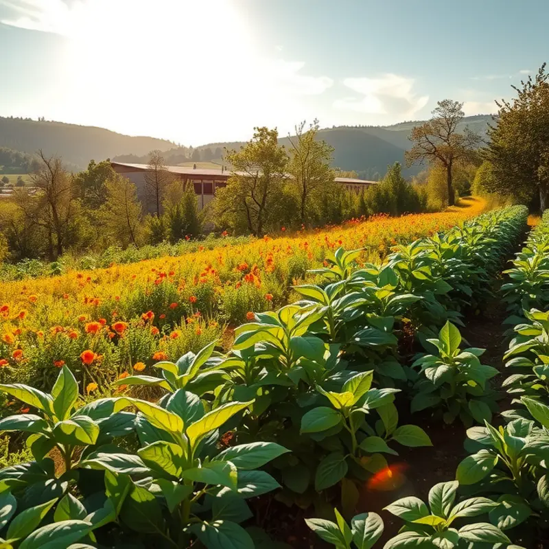 A sunlit field showcasing vibrant vegetables and fruits, symbolizing the essence of healthy eating.