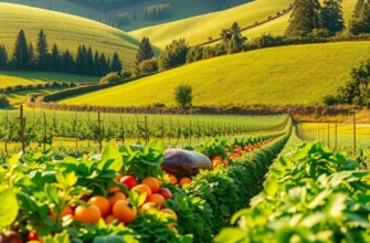 A serene landscape depicting lush produce growing in a sunlit field.