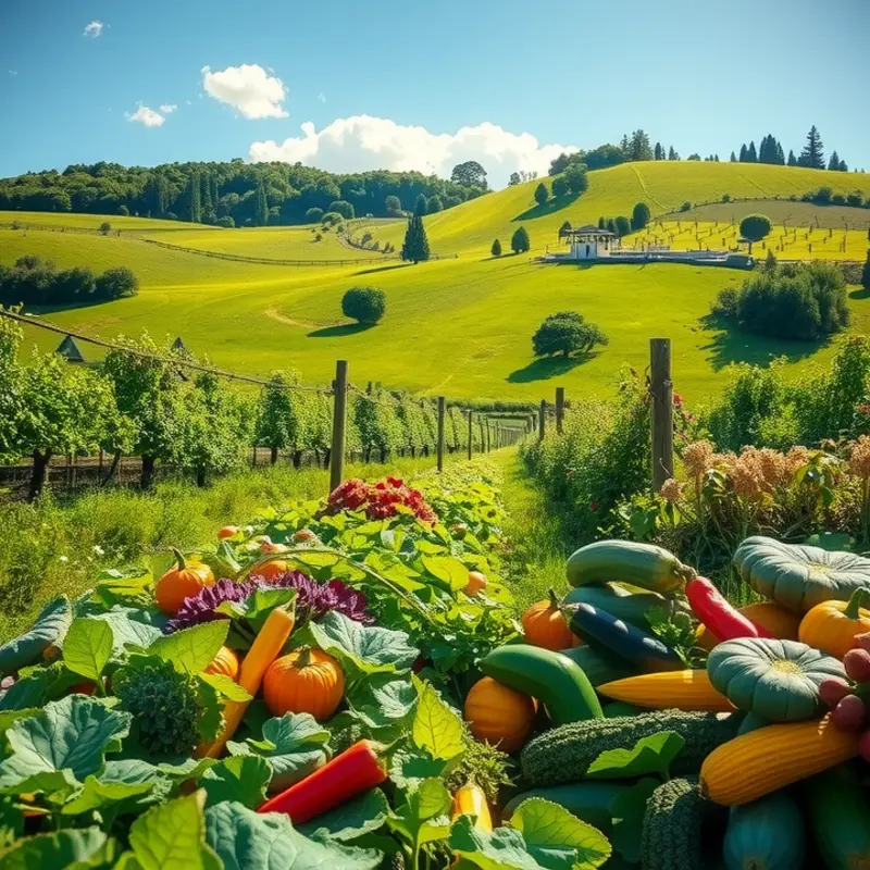 A sunlit field showcasing vibrant produce, embodying the essence of health and vitality.