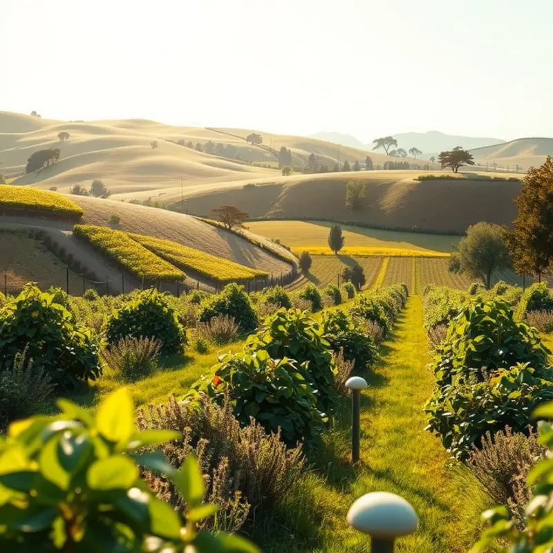 A sunlit field showcasing vibrant produce in a serene natural setting.