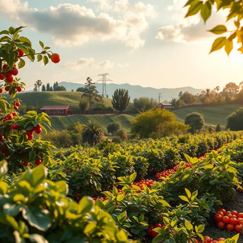 A bright sunlit field showcasing the vibrancy of natural produce.