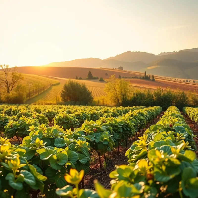 A sunlit field abundant with fresh, organic produce exemplifying nutritious eating.