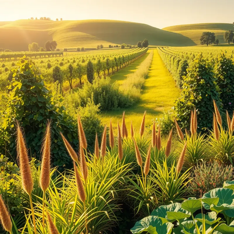 A sunlit field filled with vibrant vegetables and fruits, showcasing the abundance of organic produce.