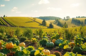 Fresh vegetables growing in a sunlit field, representing healthy eating.