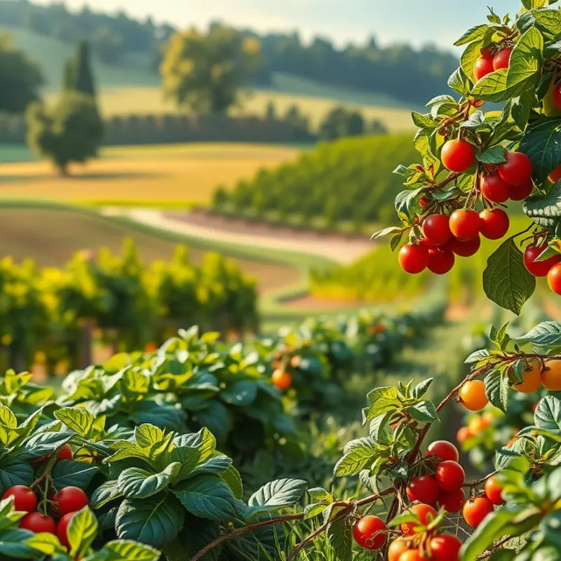 A vibrant organic orchard highlighting fresh produce.