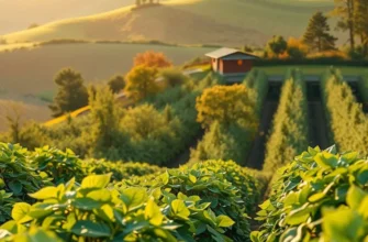 A scenic overview of a garden filled with organically grown fruits and vegetables.