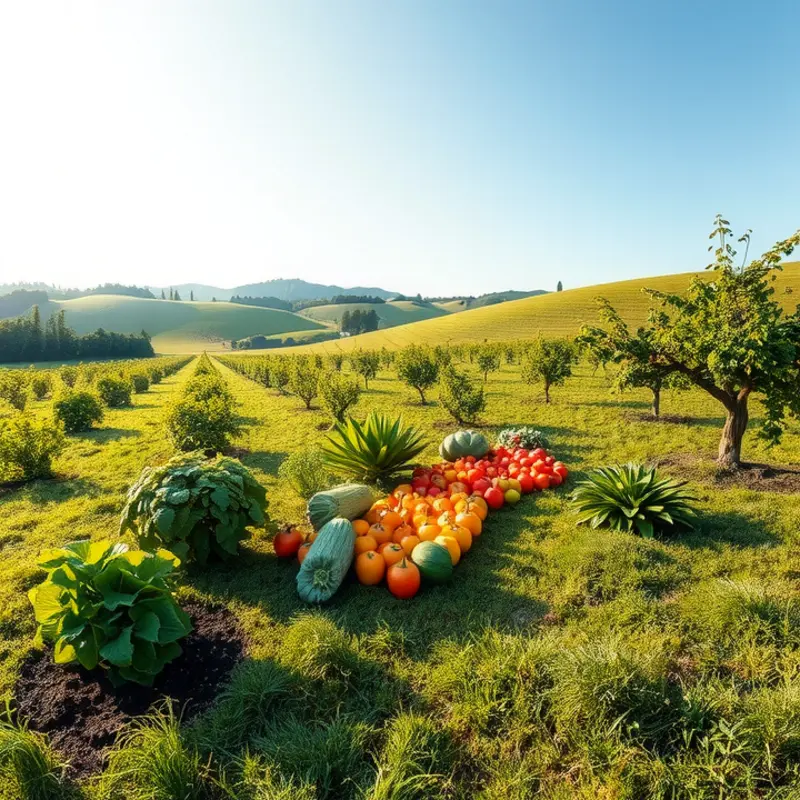 A serene sunlit garden featuring the natural beauty of organic produce.