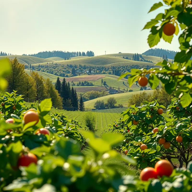 A sunlit field showcasing vibrant fruits and vegetables, embodying the essence of hydration from nature.