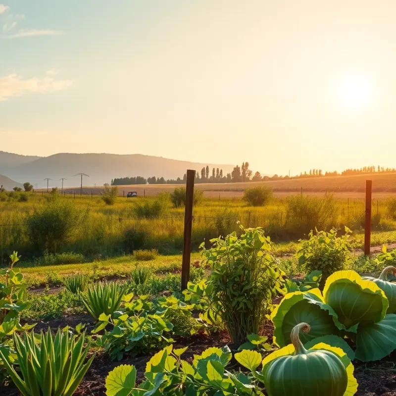A sunlit Mediterranean garden showcasing vibrant produce.