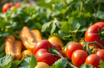 Photorealistic landscape of a sunlit field with abundant organic produce.