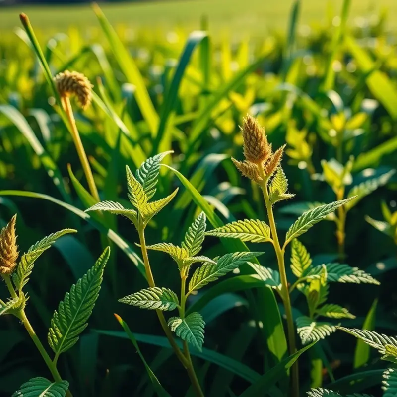 A lush field filled with vibrant nettle plants basking in sunlight.