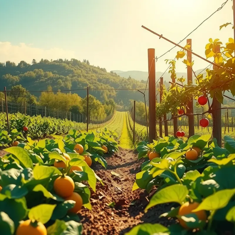 A vibrant orchard filled with fresh fruits and vegetables.