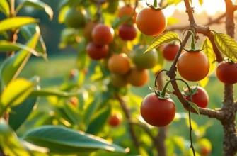 A bright and colorful orchard filled with fruits and vegetables, emphasizing the importance of healthy eating.