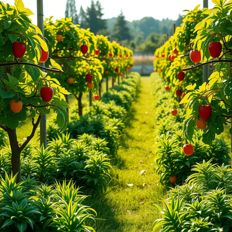 A vibrant orchard filled with fresh produce, embodying the health benefits of a keto diet.