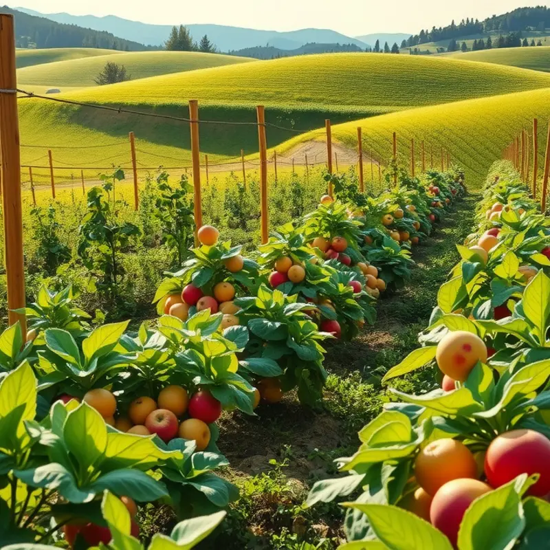 A sunlit orchard showcasing vibrant produce, symbolizing healthy nutritional choices.