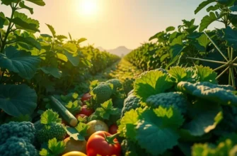 A scenic field of sunlit organic produce, symbolizing the freshness of the ingredients used in cooking.