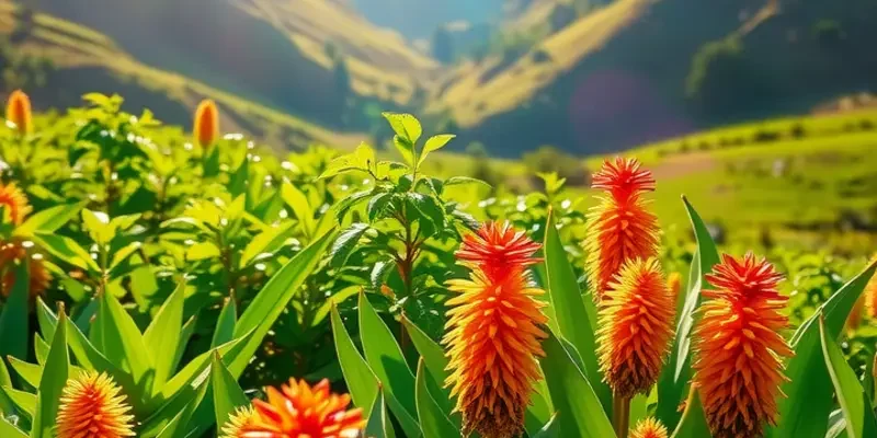 A sunlit landscape filled with organic vegetables and fruits, radiating freshness and vitality.