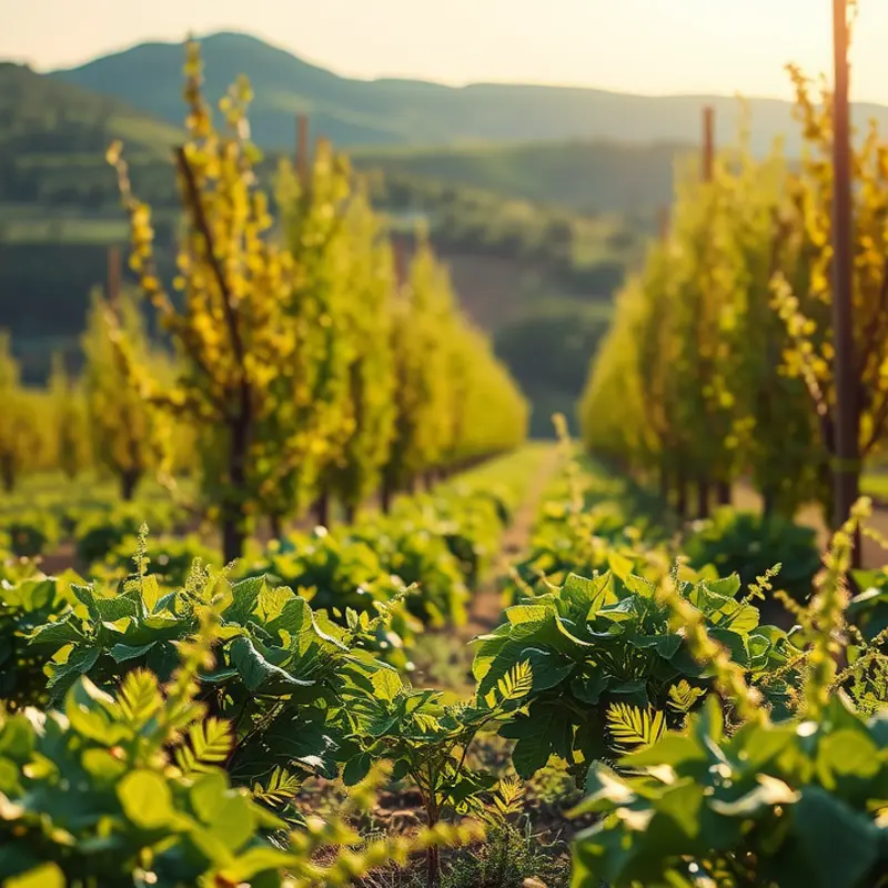 A picturesque scene depicting a sunlit organic field filled with fresh produce.