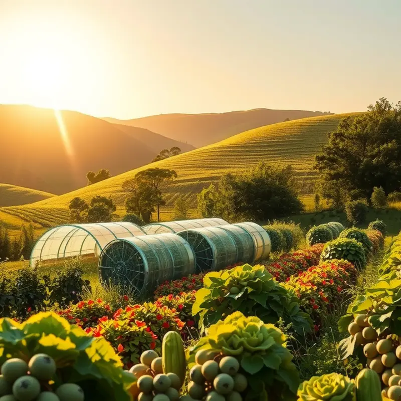 A sunlit field showcasing vibrant organic produce.