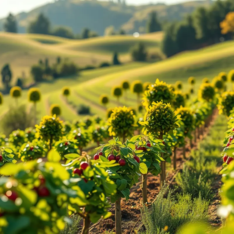 A vibrant field showcasing a variety of organic fruits and vegetables, symbolizing nature’s abundance.
