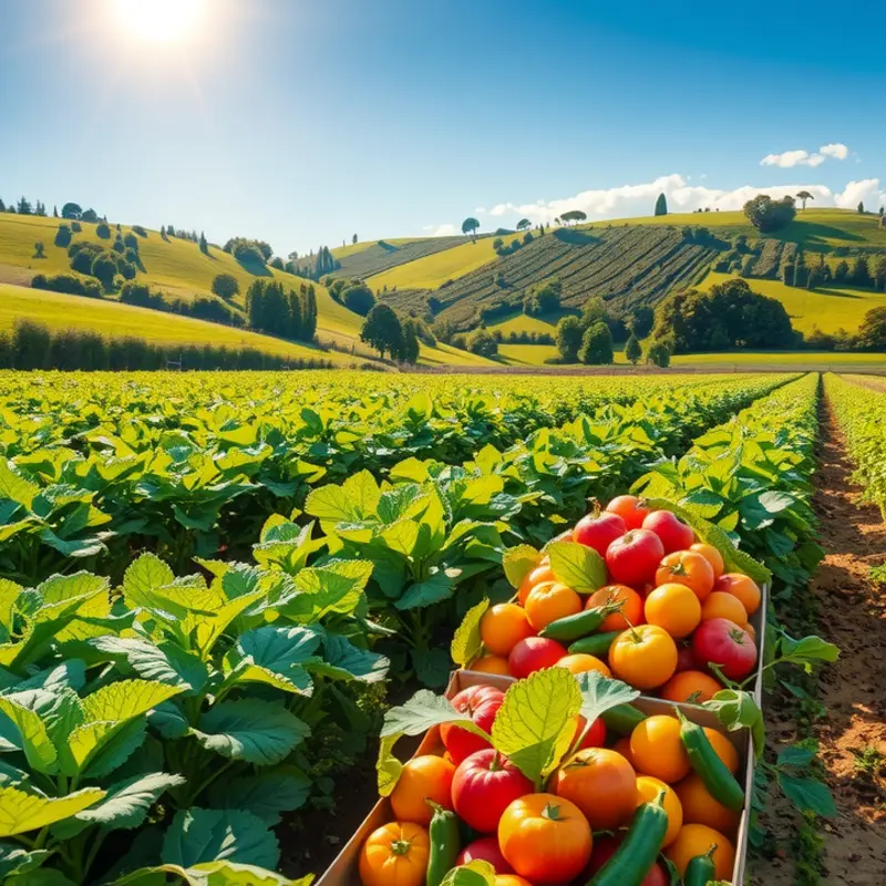 A vibrant field of fresh produce, emphasizing organic growth.