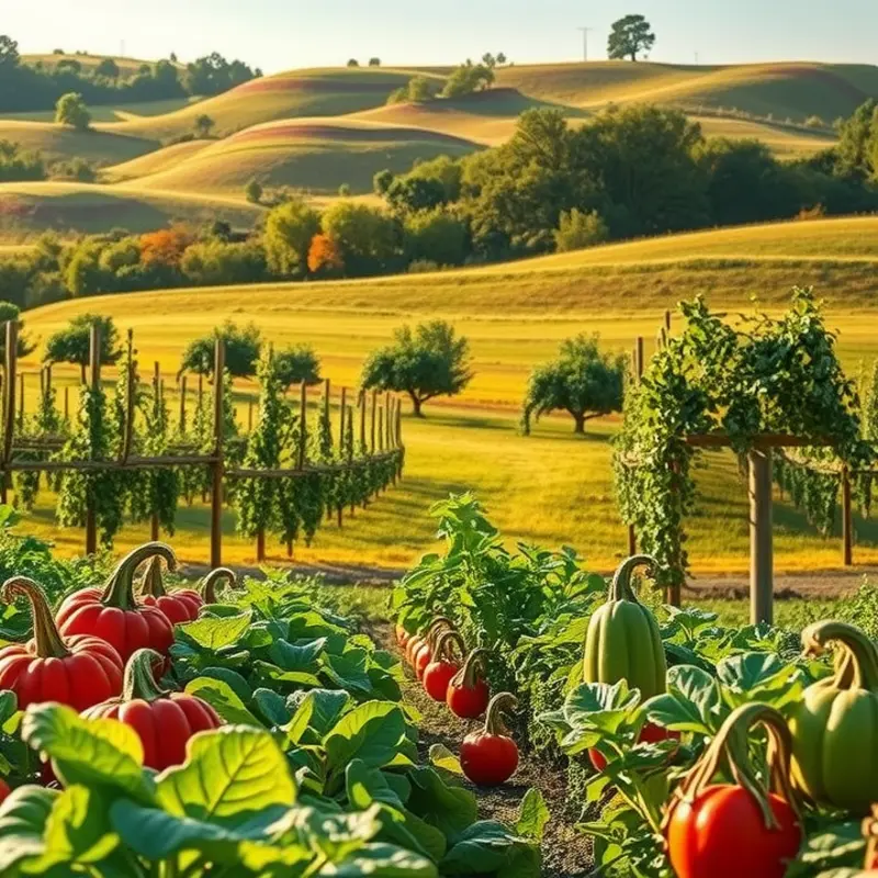 A vibrant sunlit field full of organic produce.
