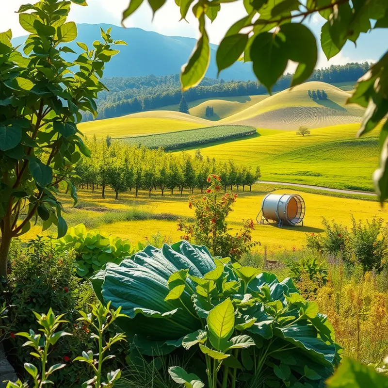 A sunlit field abundant with organic produce, reflecting freshness and nature.