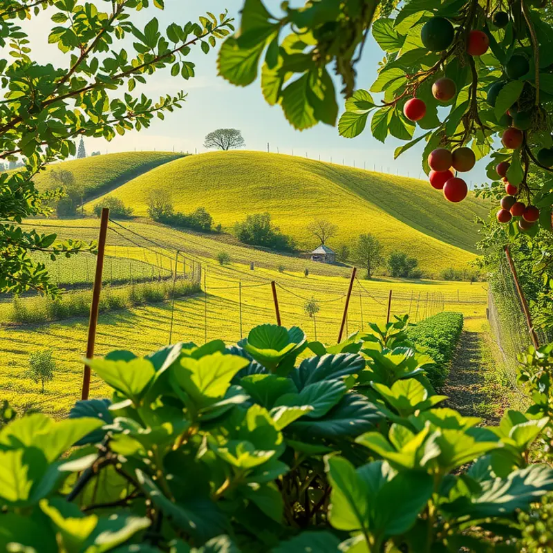 A serene, sunlit orchard showcasing nature’s abundance.