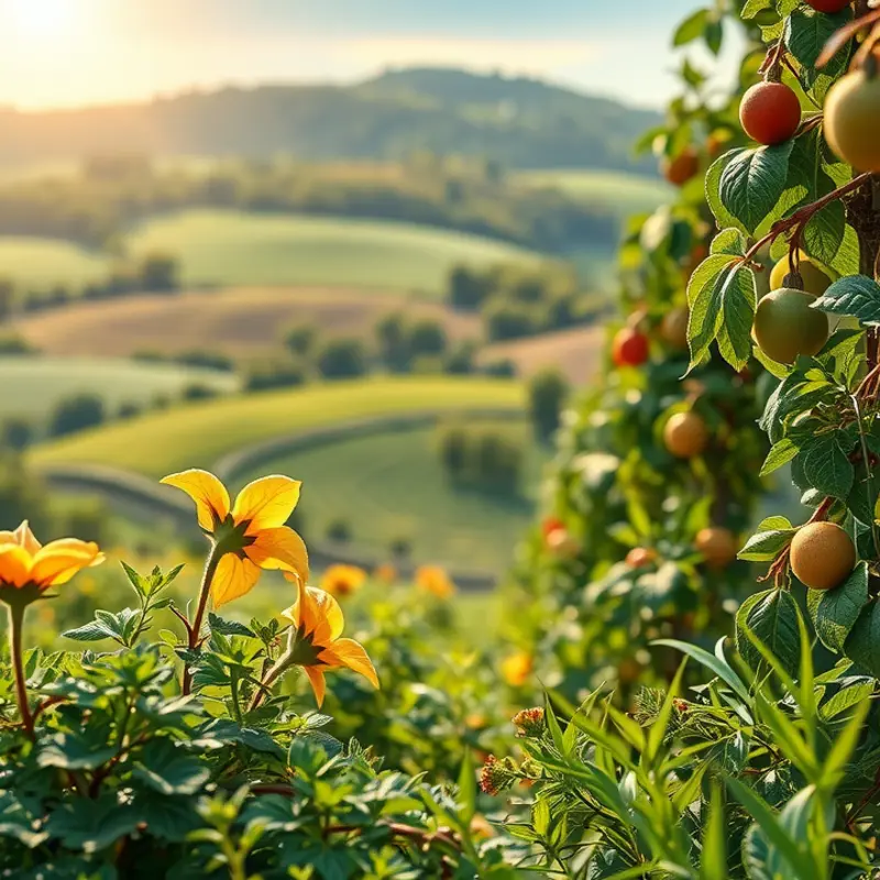 A vibrant sunlit orchard showcasing the beauty of nature.