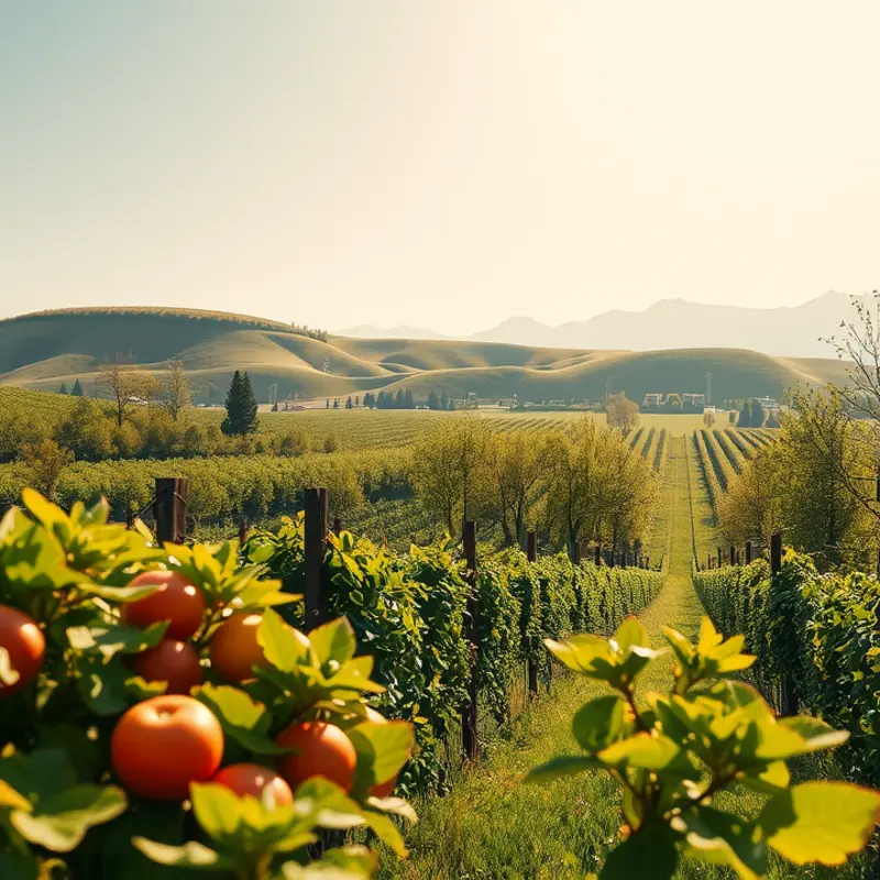 Vibrant organic produce in a sunlit orchard.