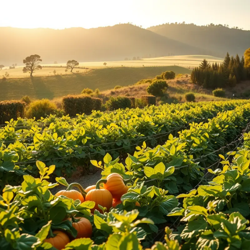 A sunlit orchard filled with fresh, organic produce.