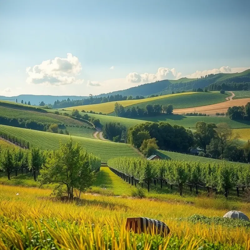 A vibrant, sunlit field showcasing fresh organic vegetables and fruits.