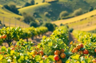 Scenic view of a lush field filled with various organic vegetables and fruits, representing freshness.