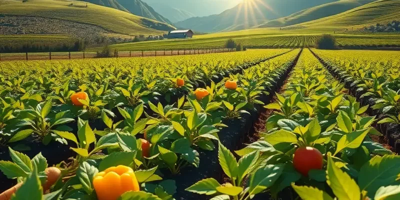 A scenic view of an organic vegetable field, emphasizing the natural beauty and diversity of healthy produce.